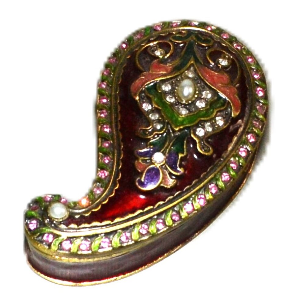 Nikky Paisley Ring/Trinket Holder Lift Off Lid Embellishments Decorative